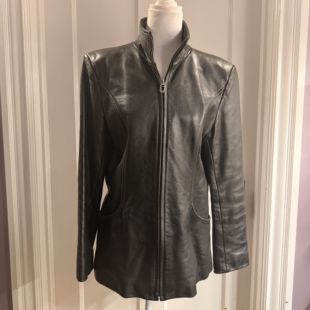 Kenneth Cole Women's‎ Black Leather Jacket size M